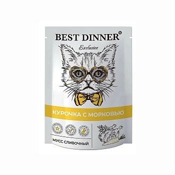 Бэст Диннер пауч с Курочкой и морковью  мусс сливочный  - 85 г д\кошек Best Dinner