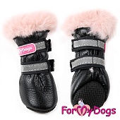 Сапоги зимние черно/розовый цельнокроеные №3  (5см *4,5см) 4шт  Обувь для собак