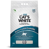 Наполнитель Cat's White Active Carbon Granules10л комкующийся Гранулы с активированным Углём д\кош туалета