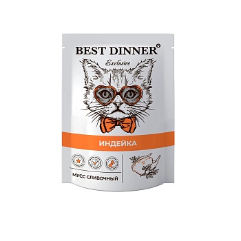 Бэст Диннер пауч с Индейкой при  мусс сливочный  - 85 г д\кошек Best Dinner