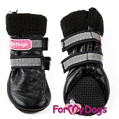 Сапоги зимние флис черные цельнокроеные №3  (5,5*4см) 4шт  Обувь для собак